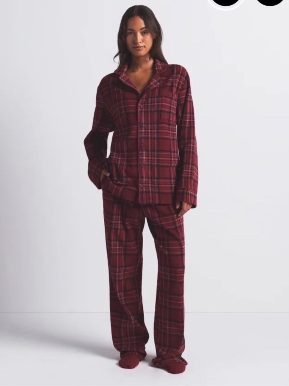 SKIMS Fleece Unisex Sleep Set | Wine Plaid | Size M STYLE: ST-PNS-4087 @ - Picture 2 of 3